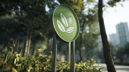A charming eco-friendly sign mockup featuring green design elements, placed in an urban park