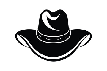 Black Graphic of Cowboy Hat with Decorative Band Around Crown and Curved Brim