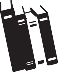 Silhouette of Books Standing on a Shelf Illustration Displaying Black and White Tone with Different Book Height Variations