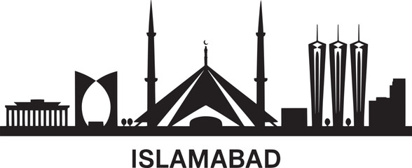Islamabad Skyline Silhouette Vector Illustration Depicting the Capital City of Pakistan