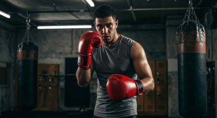 male boxer complete with gloves on both hands