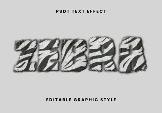 Gray And Black Blur Furry Zebra Font 3D Animal Text Effect