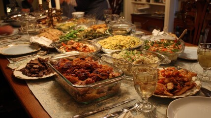 Obraz premium Festive feast of assorted dishes