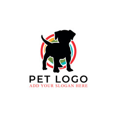 pet puppy dog store logo design vector