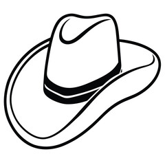 Line Art Depiction of a Cowboy Hat with Detailed Brim and Crease
