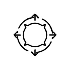 Circle with four arrows pointing outwards icon symbol direction