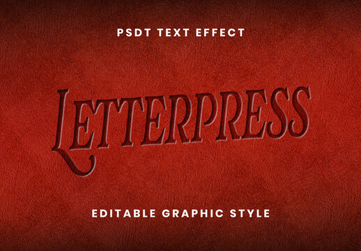 Red Letterpress Vintage Font Elegant Luxury Tactile Text Effect