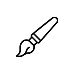 Outline a paintbrush with a curved bristle on a artist tool