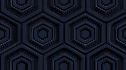 Dark navy blue hexagonal pattern with depth.