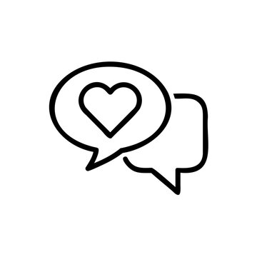 Outline heart in speech bubble with another speech bubble love talk