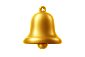 Shiny golden bell ringing loudly on transparent background