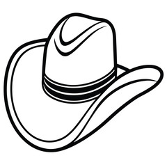 Black and White Cowboy Hat Outline Vector Graphic Illustration Design