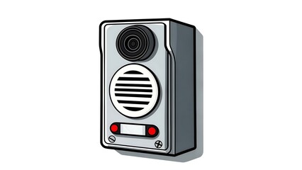 Cartoon Style Grey Intercom System with Speaker and Buttons