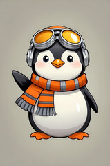 Cover Niedlicher Pinguin mit Schal und Fliegerbrille – Cartoon Illustration