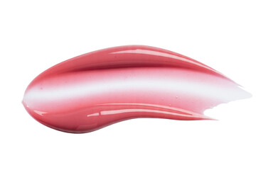 Glossy pink-red lip gloss swatch isolated