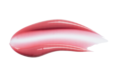 Glossy pink-red lip gloss swatch isolated
