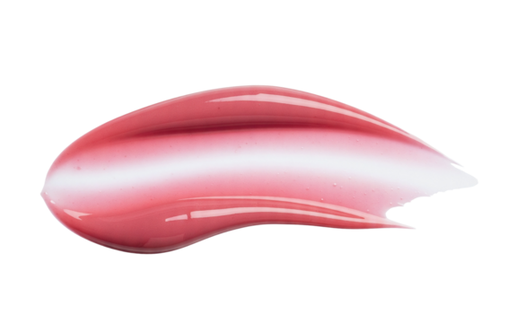 Glossy pink-red lip gloss swatch isolated