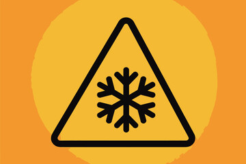Warning sign for icy or freezing conditions with a snowflake symbol