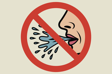 Illustration of a person spitting with a red prohibition sign over it
