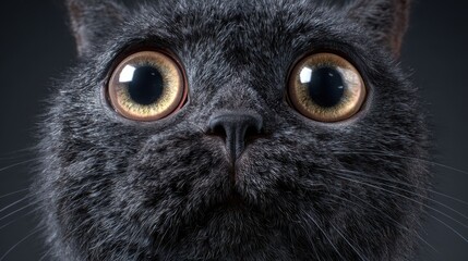 emotion fear, portrait of a cat with big eyes, emotional look of an animal