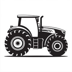 Obraz premium Black and white illustration of a modern agricultural tractor agriculture farm