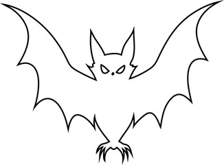 Thin line bat vector. Horror-style bat silhouette for spooky Halloween decor and scary vector projects.

