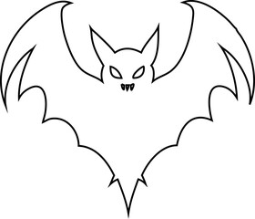 bat outline design. Vampire bat icon ideal for horror stories, eerie night scenes, and creepy Halloween themes.

