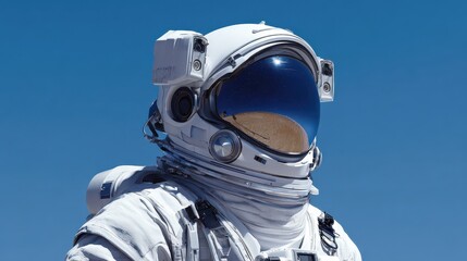 Astronaut on isolated blue background.