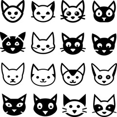Flat and outline styles kitten and cat emoji set. Perfect for mobile interfaces, websites, chat apps, and digital design projects.


