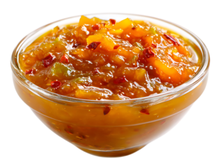 Bangladeshi Aam Tok Mango Chutney in a Bowl on transparent on white background