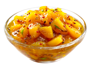 Bangladeshi Aam Tok Mango Chutney in a Bowl on transparent on white background