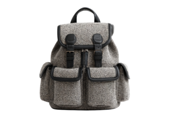 Grey tweed backpack with black accents