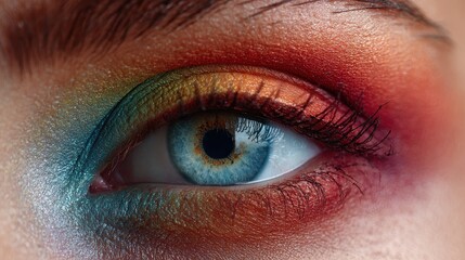 Obraz premium Close-up of colorful eye makeup application