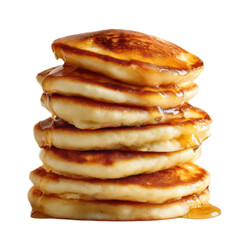 Pancakes stacked on top of each other with syrup dripping from the top