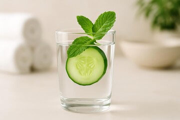 Hydrate and Detoxify: Refreshing Cucumber and Mint Water for Wellness and Healthy Lifestyle Promotion