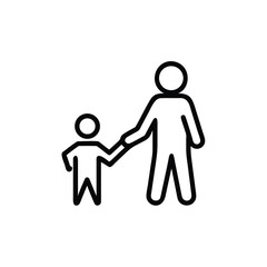 Outline icon adult holding child hand on parent