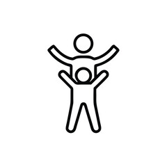 Outline icon father lifting child with arms raised vector