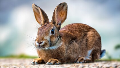 Fototapeta premium realistic illustration of a brown rabbit sitting perfect for nature wildlife and animal themed projects