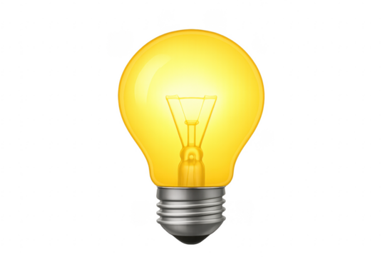 Realistic glowing light bulb isolated on transparent background