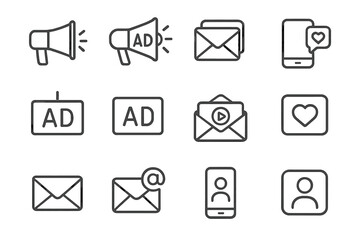 Symbol contour line marketing icon icons minimal stroke prompt collection vector set