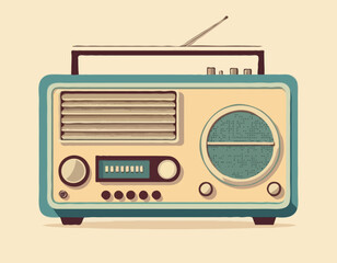 Vintage Radio Vector Illustration – Retro Audio Device Concept
