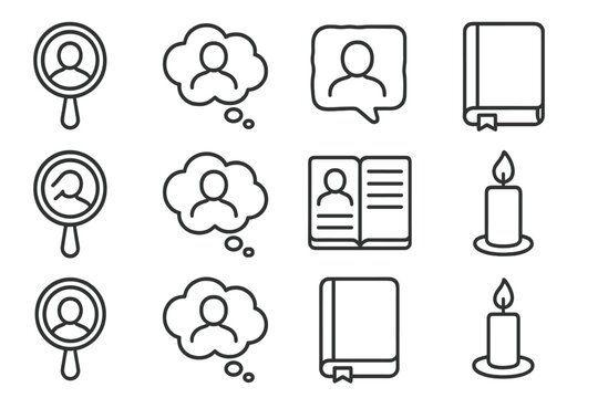 Line symbol vector prompt reflection contour stroke minimal collection self icon set