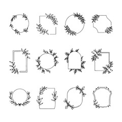 Abstract Botanical Frame Set. A creative pack of rounded and square frames combined with botanical strokes, adding texture and flair to minimalist projects.