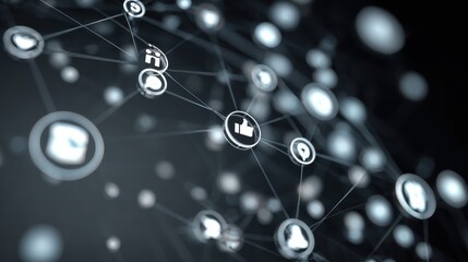 Social media network hologram. Communication and networking concept. 3D Rendering, no logos, no brands