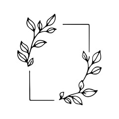Corner Botanical Frame. A soft rectangular frame with floral elements accenting the corners.