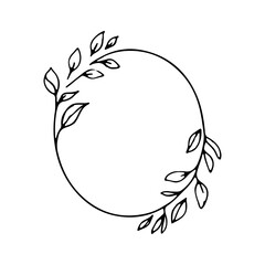 Oval Floral Frame. Elegant oval frame with delicate botanical decorations in a soft minimalistic style.