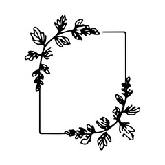 Square Botanical Corner Frame. A modern square frame with corner botanical accents, combining structure and nature in a clean linear design.