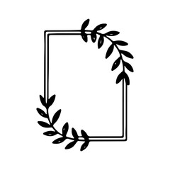 Rectangular Botanical Frame. A clean rectangular frame featuring elegant leafy accents, ideal for invitations, branding, or botanical-inspired compositions.