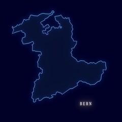 Switzerland Bern Canton Abstract Futuristic Neon Map	