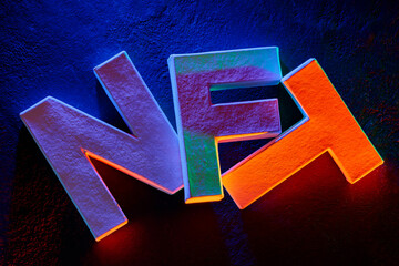 Futuristic NFT Letters Highlighting Web3 and Decentralized Innovation